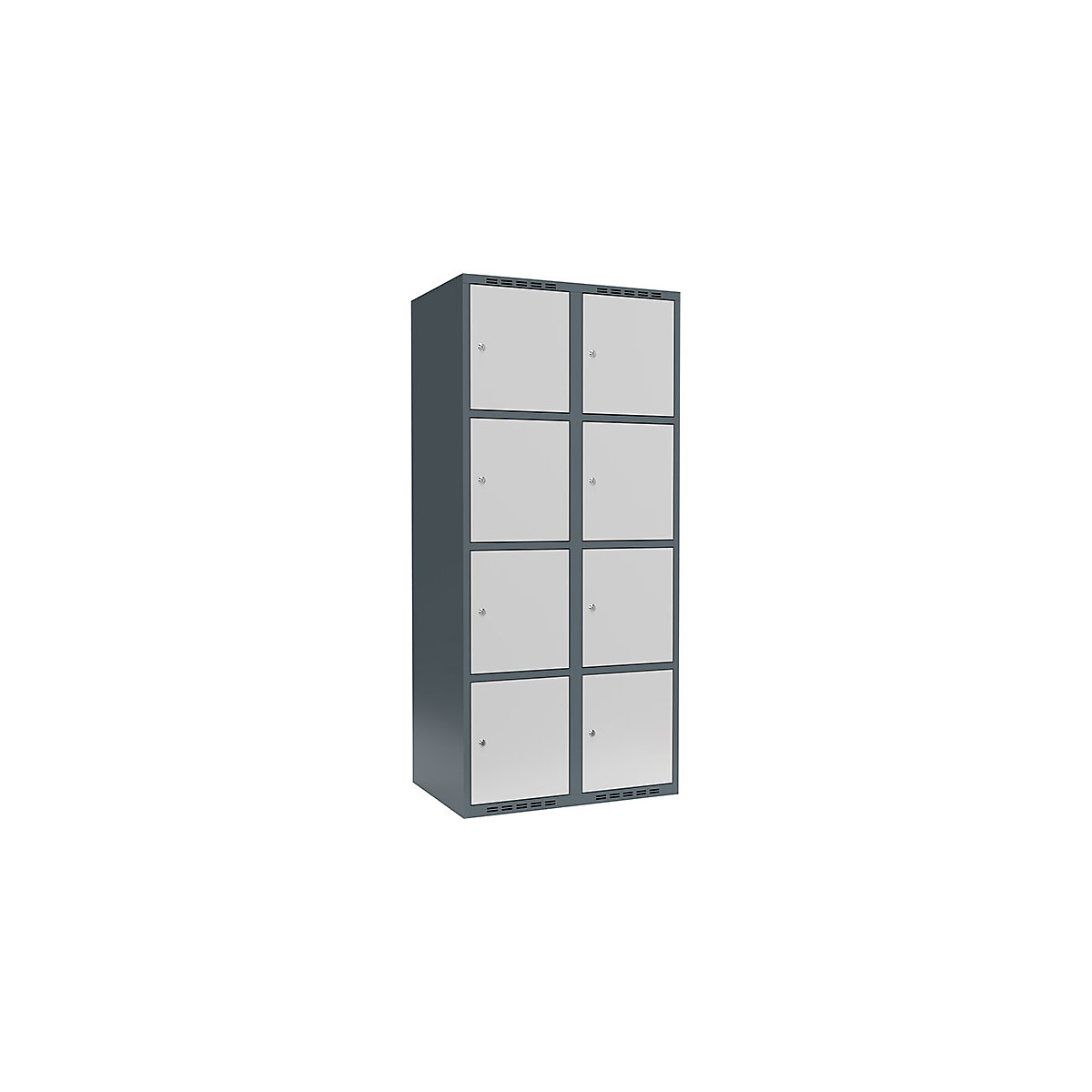 Armário de cacifos com 4 compartimentos Fydor, 2 compartimentos, cinzento azulado/cinzento claro, L 800 mm, 2 compartimentos, forma de teto plano, fechadura de cilindro-0
