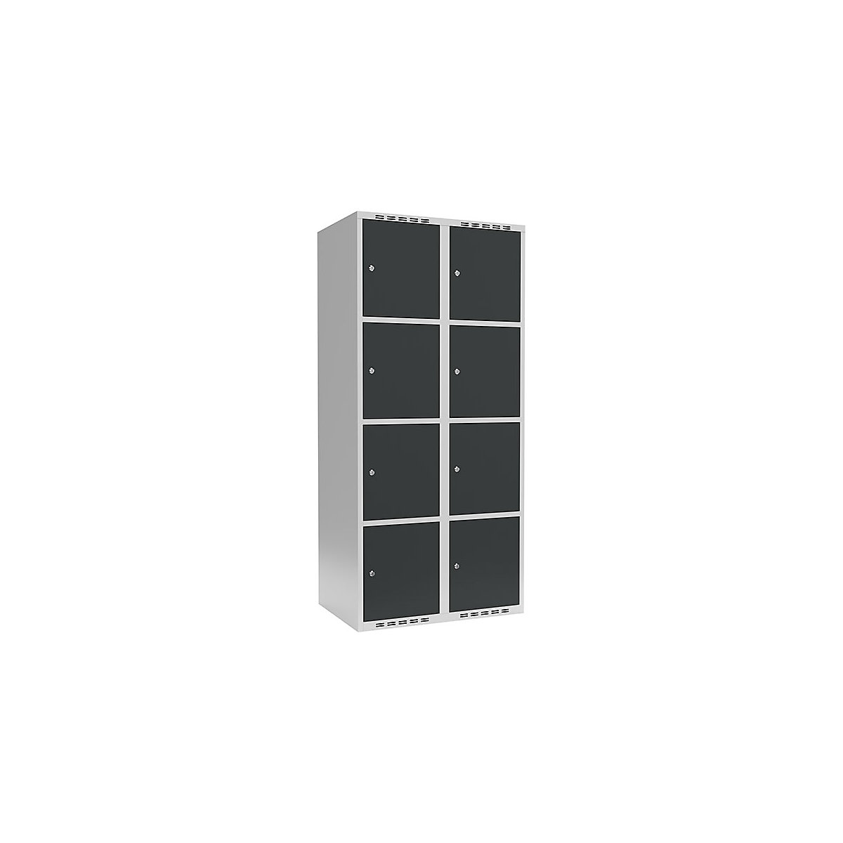 Armário de cacifos com 4 compartimentos Fydor, 2 compartimentos, cinzento claro/cinzento, L 800 mm, 2 compartimentos, forma de teto plano, fechadura de cilindro-0