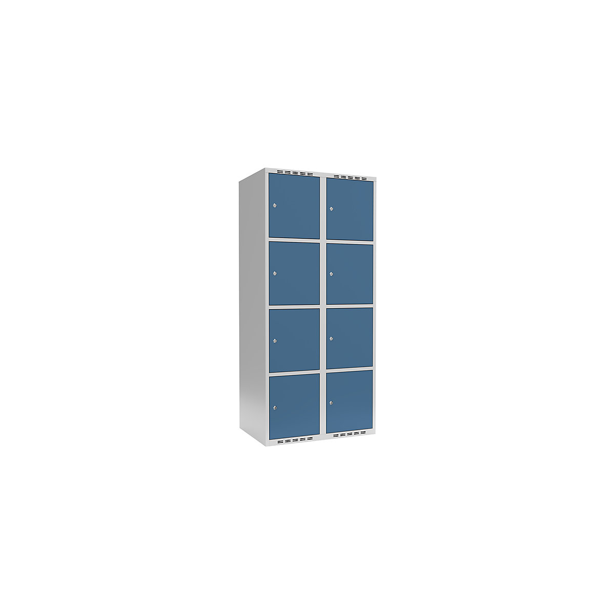 Armário de cacifos com 4 compartimentos Fydor, 2 compartimentos, cinzento claro/azul brilhante, L 800 mm, 2 compartimentos, forma de teto plano, fechadura de cilindro-0