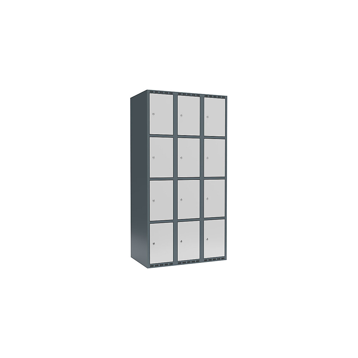 Armário de cacifos com 4 compartimentos Fydor, 3 compartimentos, cinzento azulado/cinzento claro, L 900 mm, 3 compartimentos, forma de teto plano, fechadura de cilindro-0