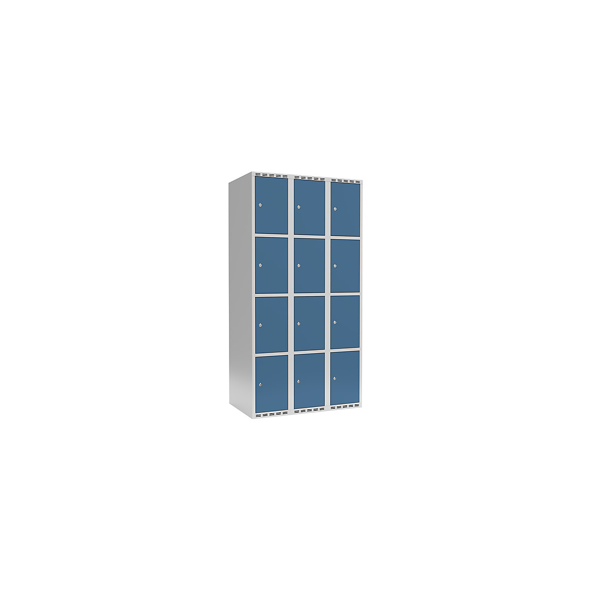 Armário de cacifos com 4 compartimentos Fydor, 3 compartimentos, cinzento claro/azul brilhante, L 900 mm, 3 compartimentos, forma de teto plano, fechadura de cilindro-0