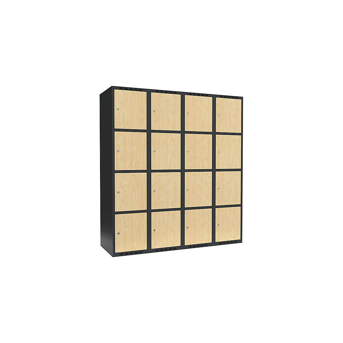 Armário de cacifos com 4 compartimentos Fydor, 4 compartimentos, cinzento/bétula, L 1200 mm, 4 compartimentos, forma de teto plano, fechadura de cilindro-0