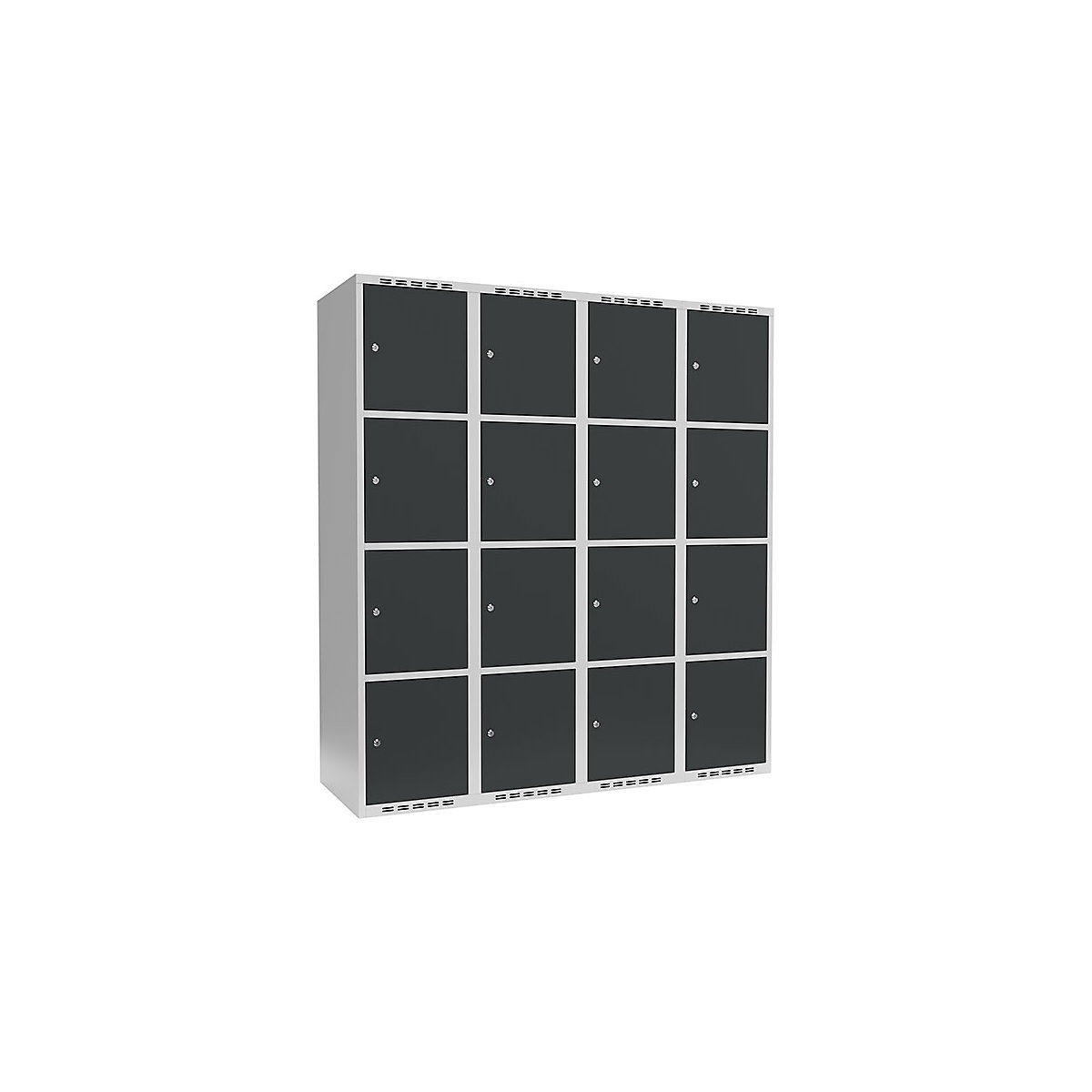 Armário de cacifos com 4 compartimentos Fydor, 4 compartimentos, cinzento claro/cinzento, L 1200 mm, 4 compartimentos, forma de teto plano, fechadura de cilindro-0