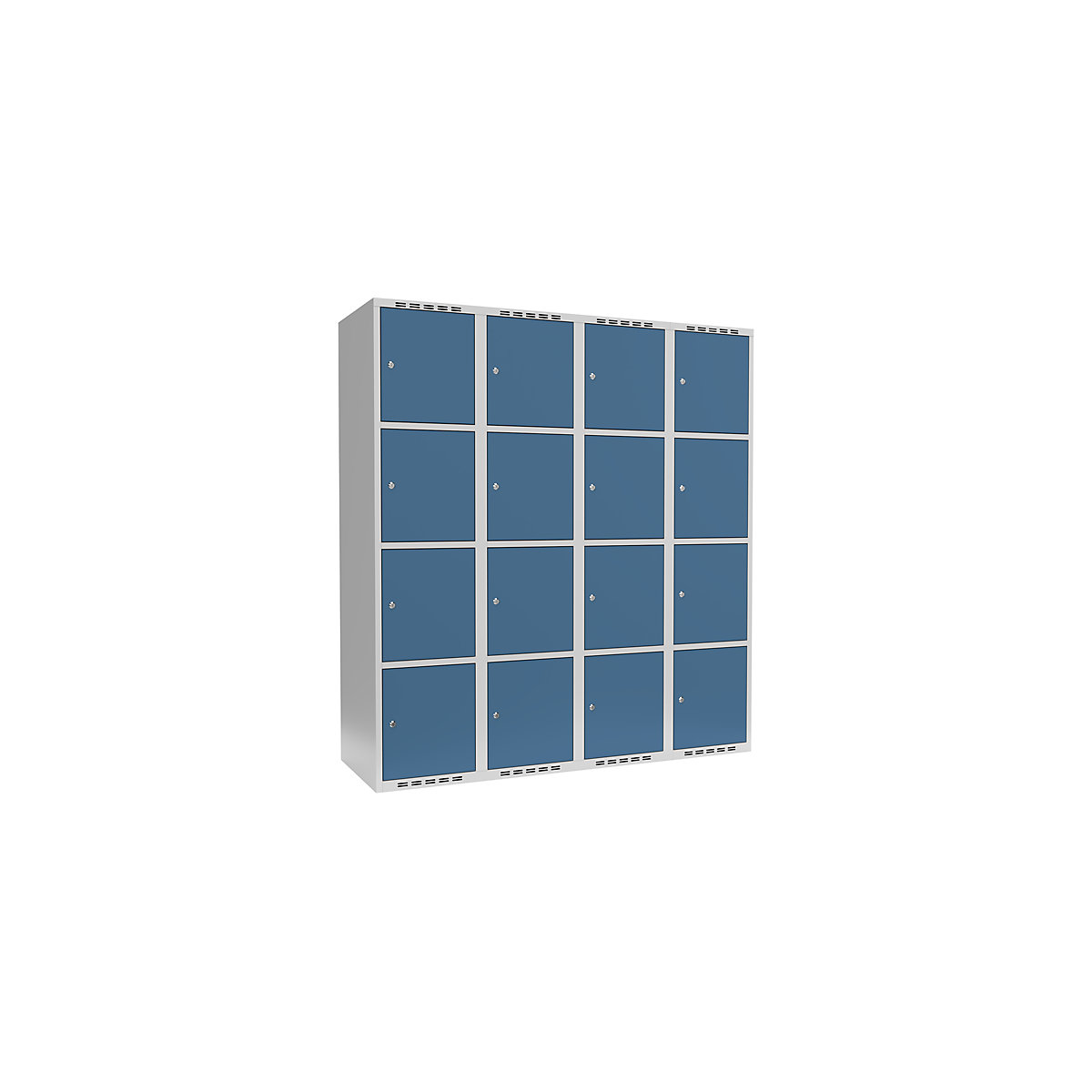 Armário de cacifos com 4 compartimentos Fydor, 4 compartimentos, cinzento claro/azul brilhante, L 1200 mm, 4 compartimentos, forma de teto plano, fechadura de cilindro-0