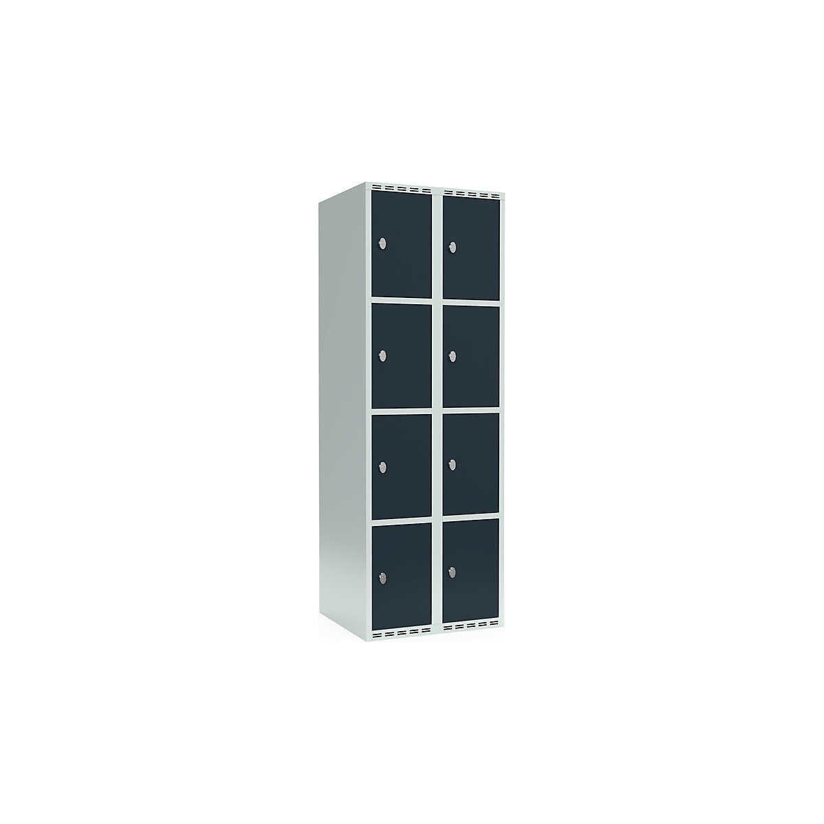 Armário de cacifos com 4 compartimentos Fydor, 2 compartimentos, cinzento claro/cinzento, L 600 mm, 2 compartimentos, forma de teto plano, fecho de argola-0