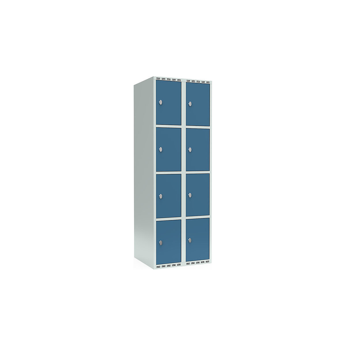 Armário de cacifos com 4 compartimentos Fydor, 2 compartimentos, cinzento claro/azul brilhante, L 600 mm, 2 compartimentos, forma de teto plano, fecho de argola-0