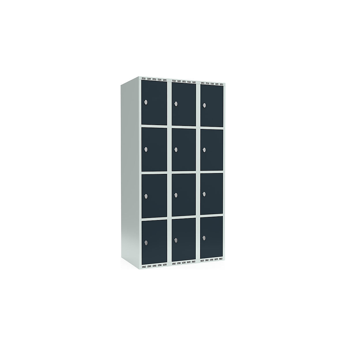 Armário de cacifos com 4 compartimentos Fydor, 3 compartimentos, cinzento claro/cinzento, L 900 mm, 3 compartimentos, forma de teto plano, fecho de argola-0
