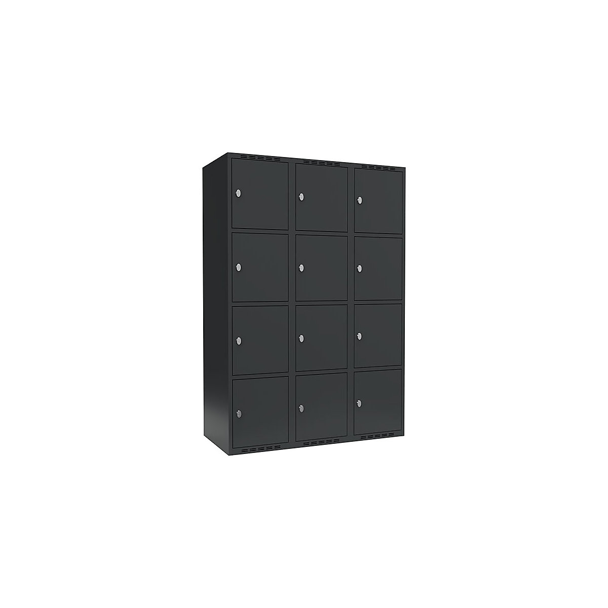 Armário de cacifos com 4 compartimentos Fydor, 3 compartimentos, cinzento, L 1200 mm, 3 compartimentos, forma de teto plano, fecho de argola-0