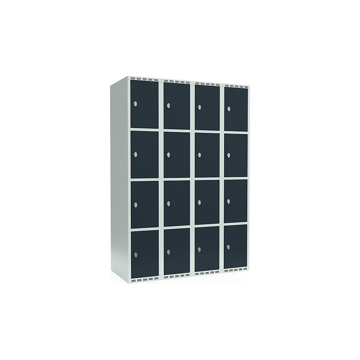 Armário de cacifos com 4 compartimentos Fydor, 4 compartimentos, cinzento claro/cinzento, L 1200 mm, 4 compartimentos, forma de teto plano, fecho de argola-0