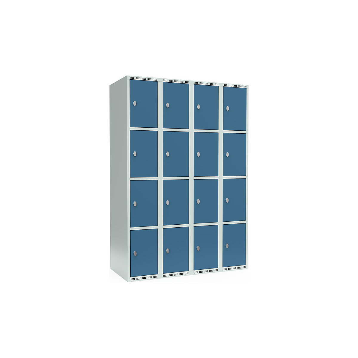 Armário de cacifos com 4 compartimentos Fydor, 4 compartimentos, cinzento claro/azul brilhante, L 1200 mm, 4 compartimentos, forma de teto plano, fecho de argola-0