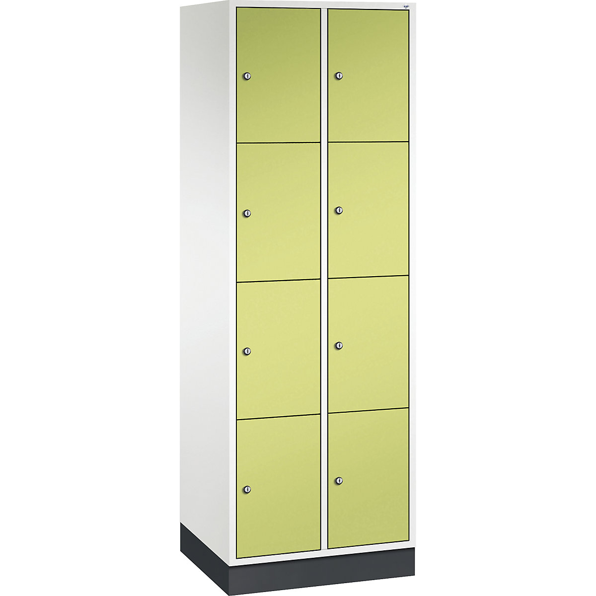 Armário de cacifos com 4 compartimentos Intro – C+P, 2 compartimentos, branco puro/verde viridian, LxP 620 x 500 mm-0