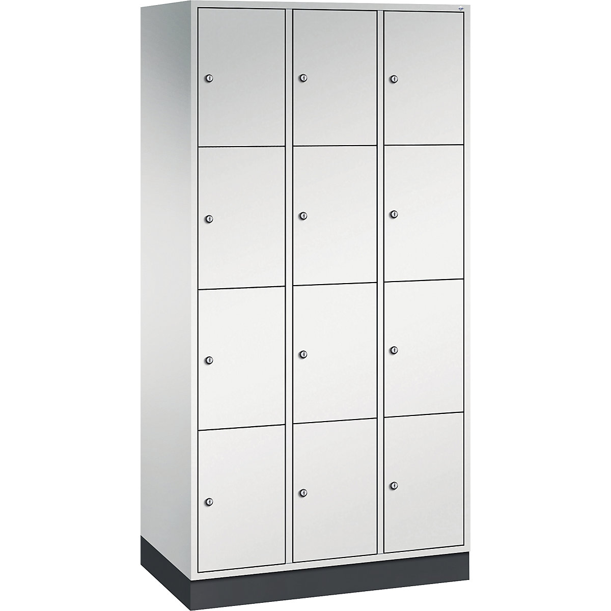 Armário de cacifos com 4 compartimentos Intro – C+P, 3 compartimentos, cinzento claro, LxP 920 x 500 mm-0