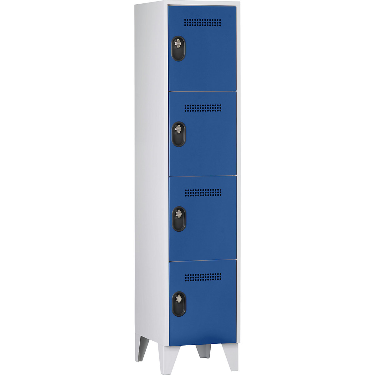 Armário de cacifos com 4 compartimentos Köln – Wolf, 1 compartimento, cinzento claro/azul genciana, 400 mm-0