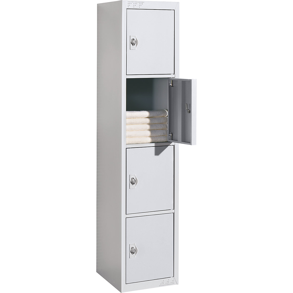 Armário de cacifos com 4 compartimentos Venlo – eurokraft basic, 1 compartimento, cinzento claro, largura 450 mm, elemento base, trinco rotativo-0