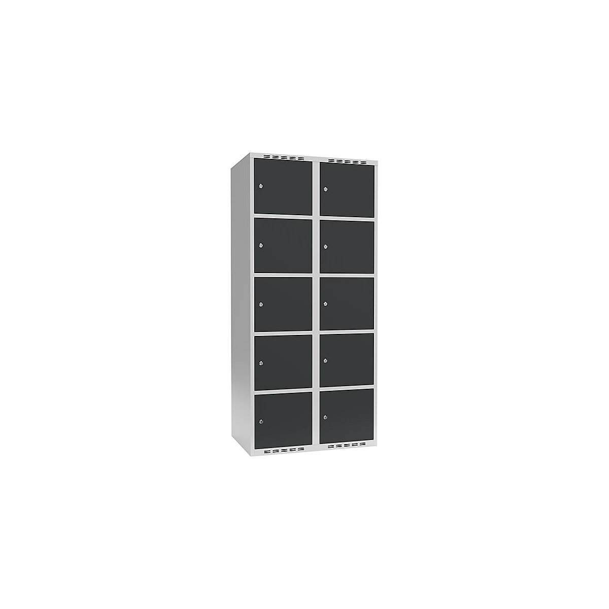 Armário de cacifos com 5 compartimentos Fydor, 2 compartimentos, cinzento claro/cinzento, L 800 mm, 2 compartimentos, forma de teto plano, fechadura de cilindro-0