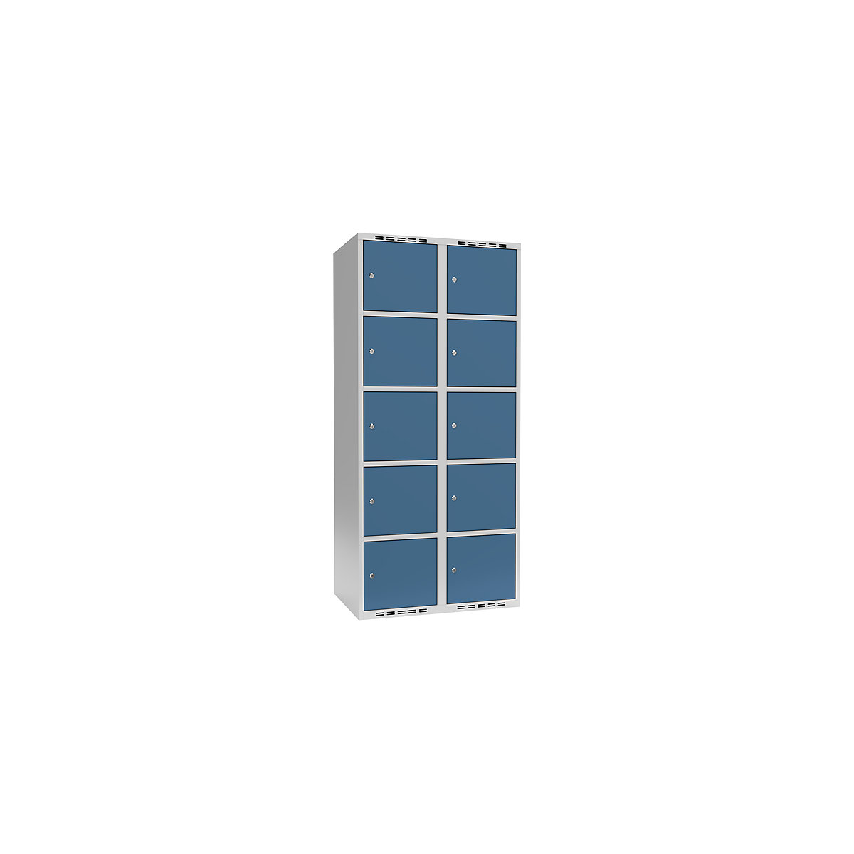 Armário de cacifos com 5 compartimentos Fydor, 2 compartimentos, cinzento claro/azul brilhante, L 800 mm, 2 compartimentos, forma de teto plano, fechadura de cilindro-0