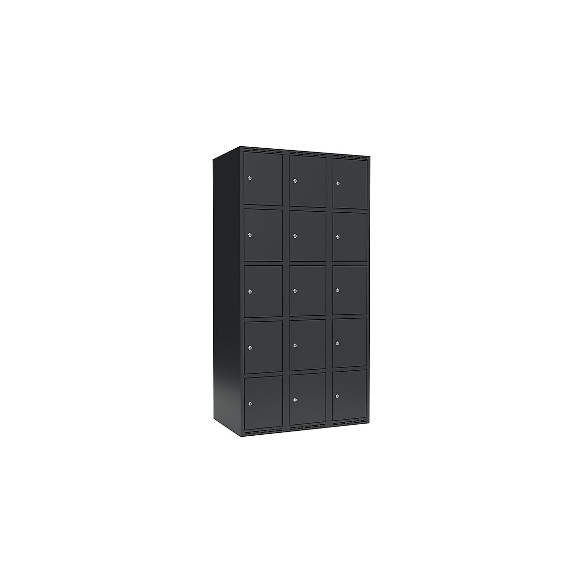 Armário de cacifos com 5 compartimentos Fydor, 3 compartimentos, cinzento, L 900 mm, 3 compartimentos, forma de teto plano, fechadura de cilindro-0