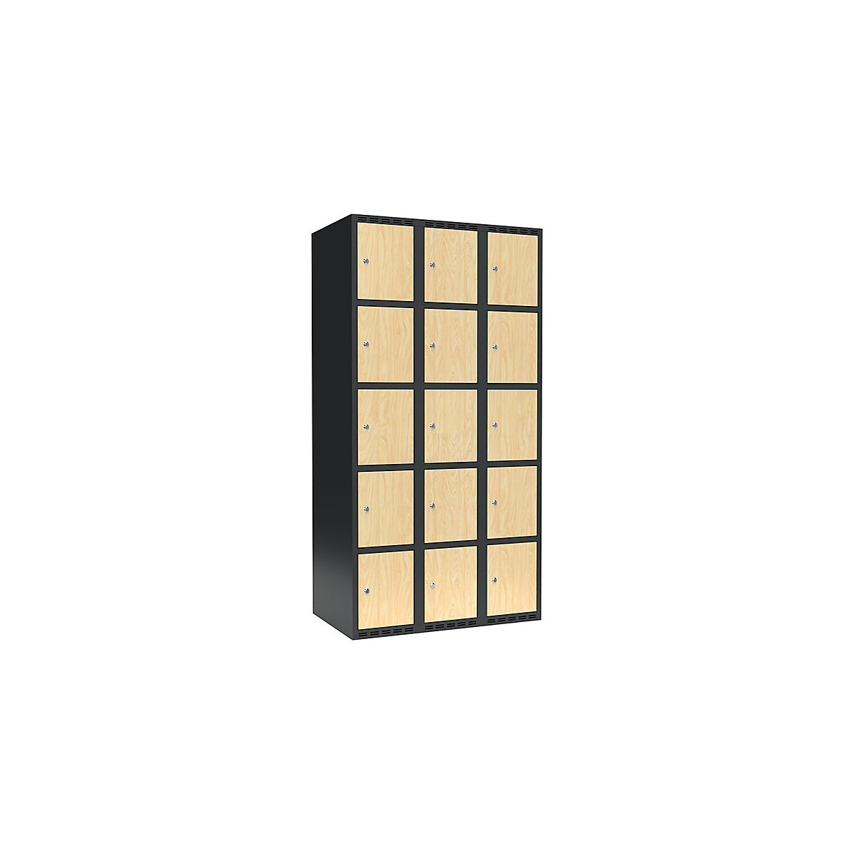 Armário de cacifos com 5 compartimentos Fydor, 3 compartimentos, cinzento/bétula, L 900 mm, 3 compartimentos, forma de teto plano, fechadura de cilindro-0