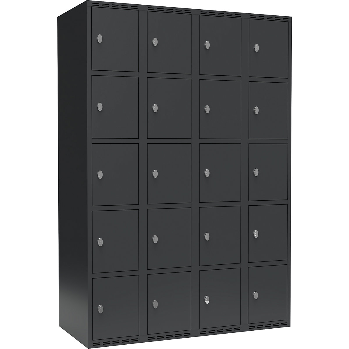 Armário de cacifos com 5 compartimentos Fydor, 4 compartimentos, cinzento, L 1200 mm, 4 compartimentos, forma de teto plano, fecho de argola-0