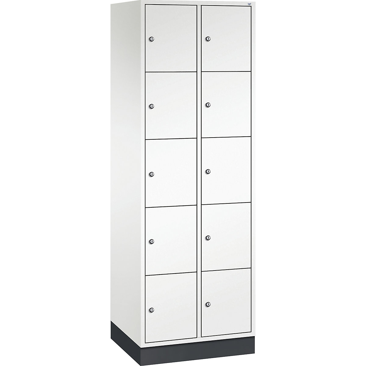 Armário de cacifos com 5 compartimentos Intro – C+P, 2 compartimentos, branco puro, LxP 620 x 500 mm-0