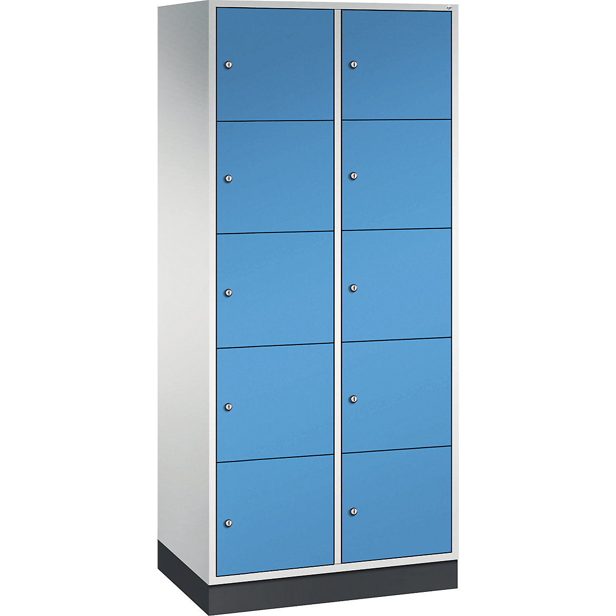 Armário de cacifos com 5 compartimentos Intro – C+P, 2 compartimentos, cinzento claro/azul claro, LxP 820 x 500 mm-0
