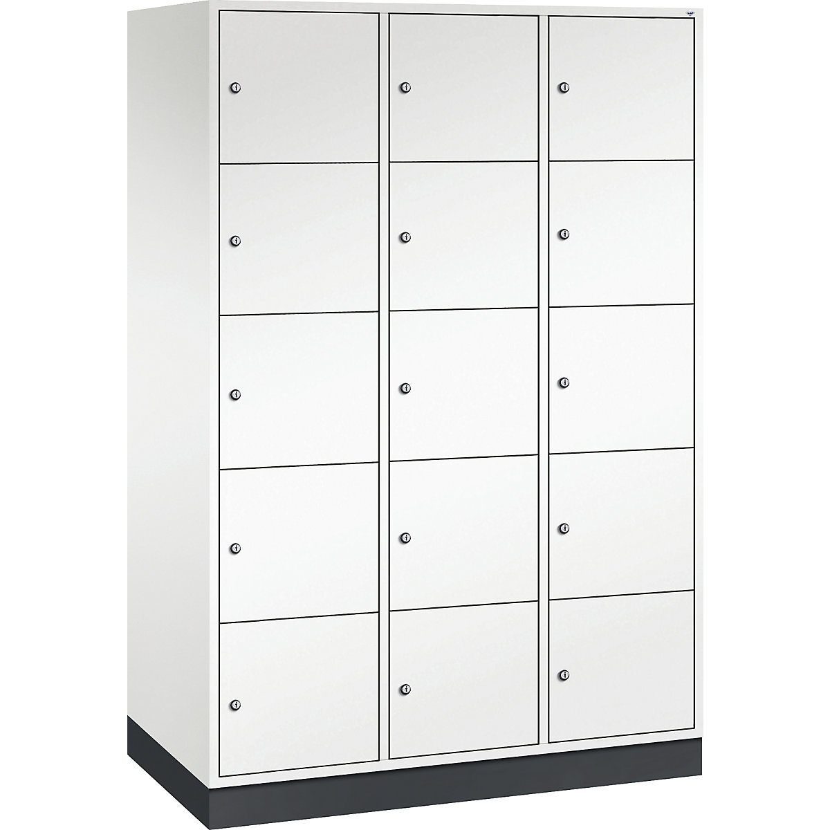 Armário de cacifos com 5 compartimentos Intro – C+P, 3 compartimentos, branco puro, LxP 1220 x 600 mm-0
