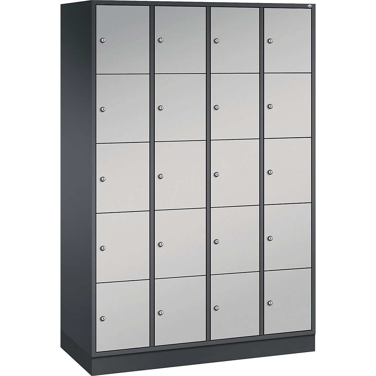 Armário de cacifos com 5 compartimentos Intro – C+P, 4 compartimentos, preto acinzentado/alumínio branco, LxP 1220 x 500 mm-0