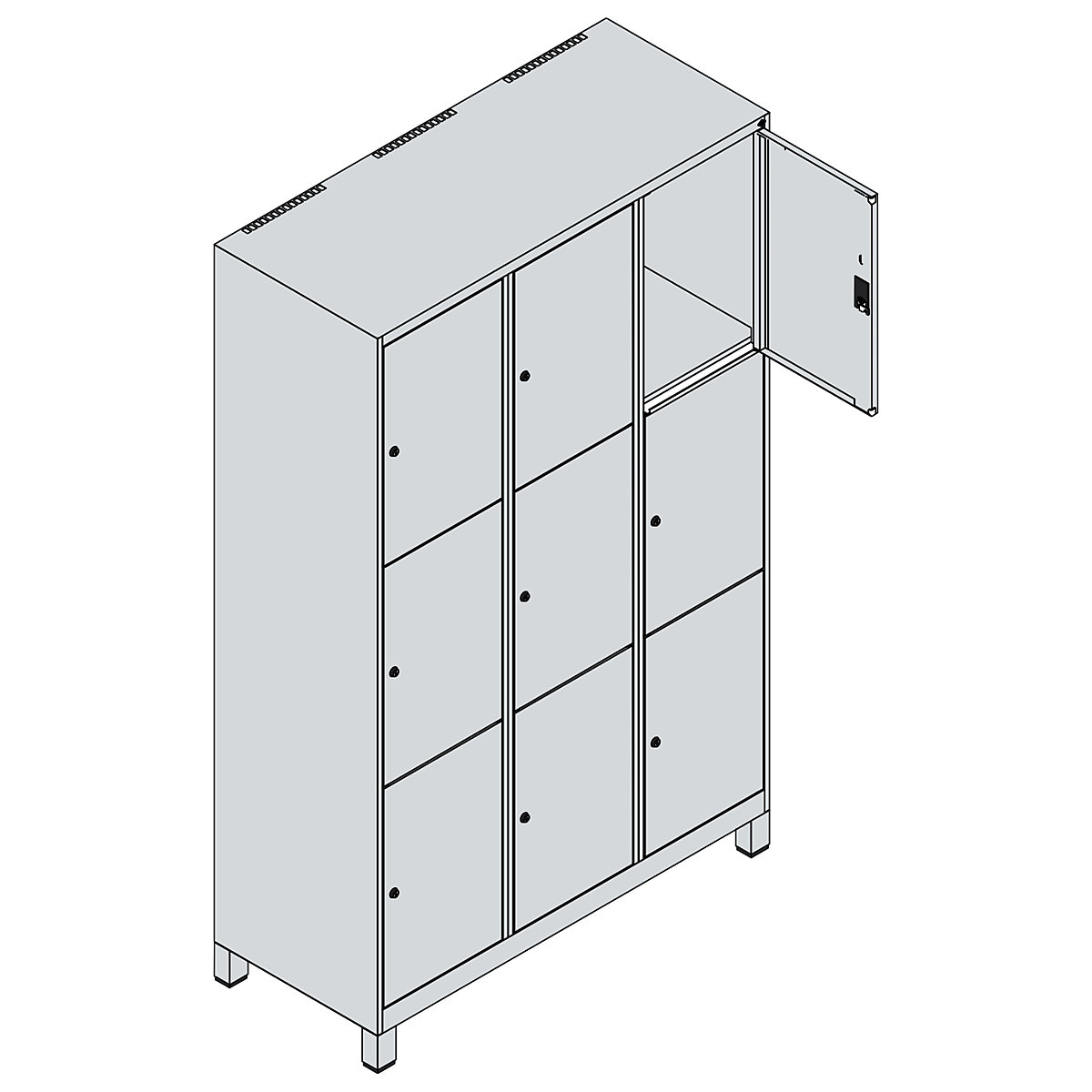 Armário de cacifos de 3 andares Classic PLUS – C+P (Imagem do produto 3)-2