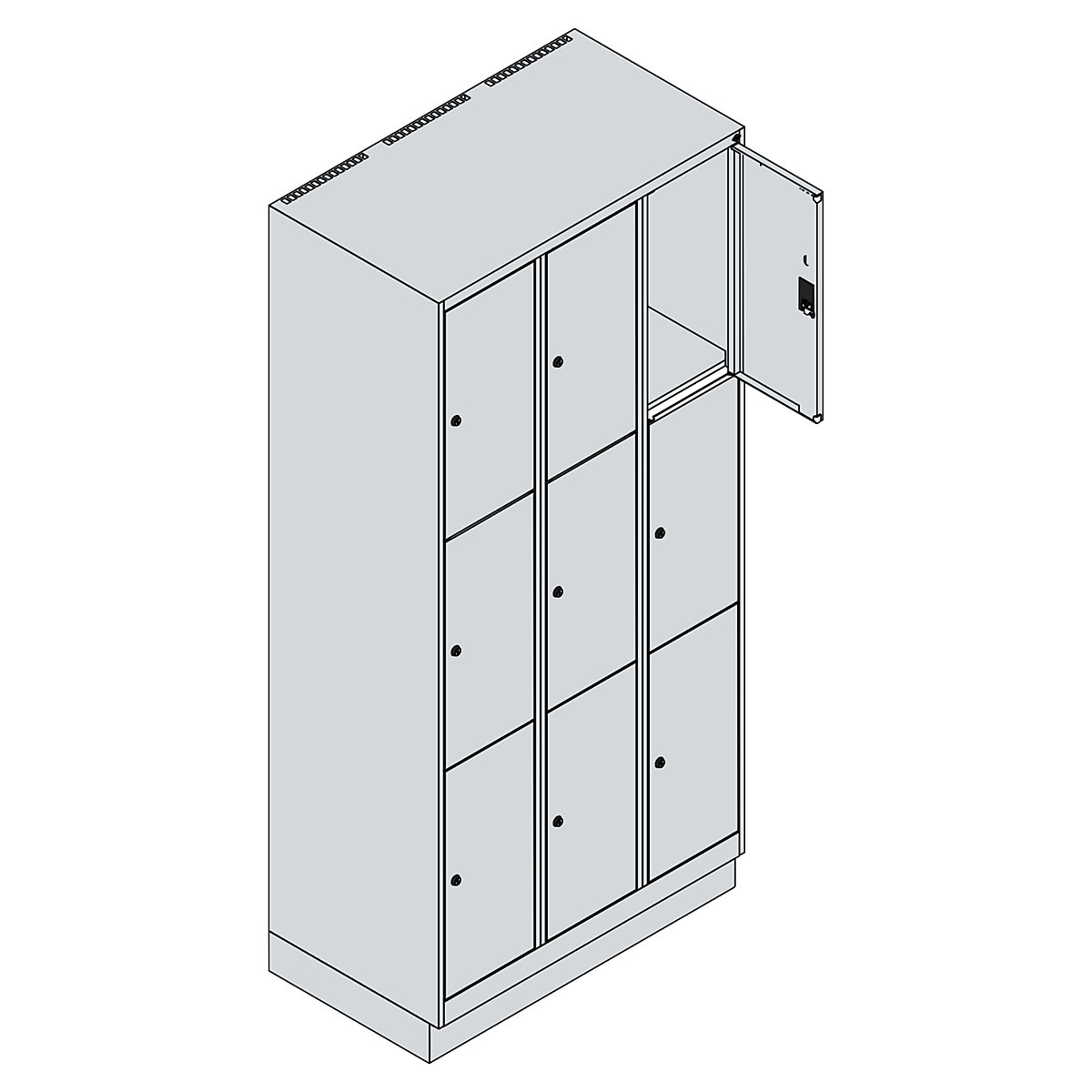Armário de cacifos de 3 andares Classic PLUS – C+P (Imagem do produto 2)-1
