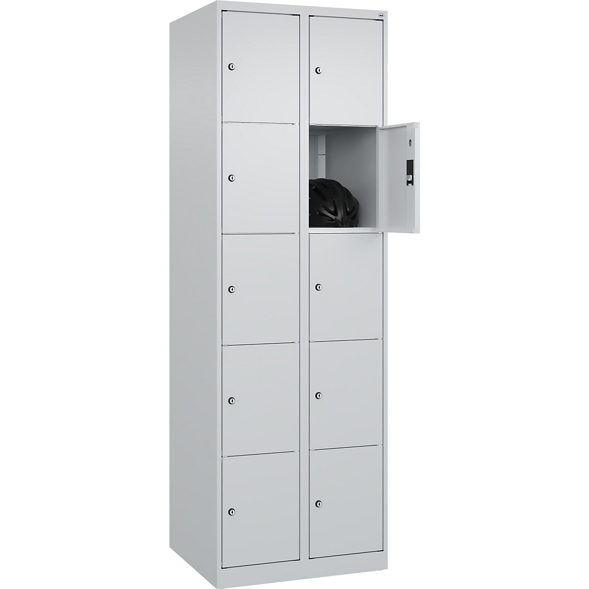 Armário de cacifos de 5 andares Classic PLUS – C+P, 2 compartimentos, cinzento claro, L 600 mm, 10 compartimentos, com sapatas-0