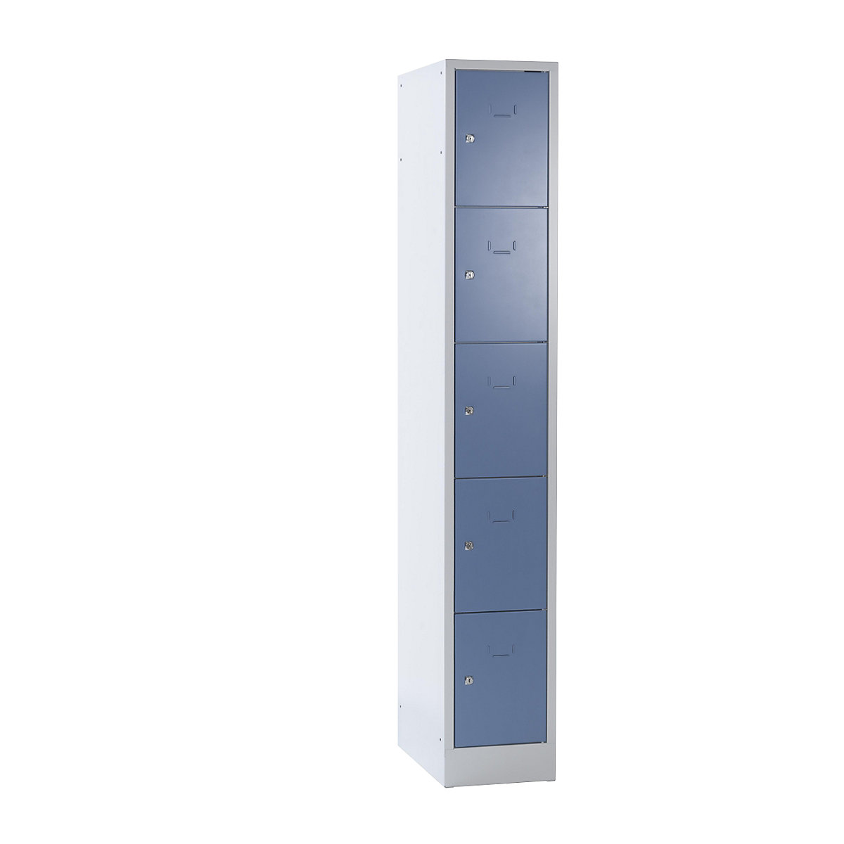 Armário de cacifos de 5 andares Dresden – Wolf, 1 compartimento, cinzento claro/azul pomba, L 300 mm, com rodapé-0