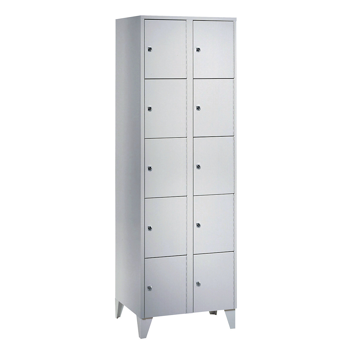 Armário de cacifos de 5 andares München – Wolf, 2 compartimentos, cinzento claro, L 600 mm, com pés-0