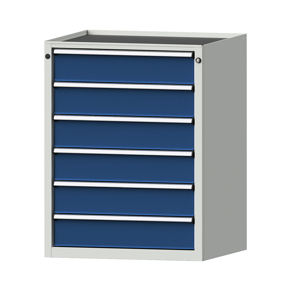 Armário de gavetas – ANKE, LxP 760 x 675 mm, capacidade de carga por gaveta 200 kg, 6 gavetas, altura 980 mm, frente azul genciana-0