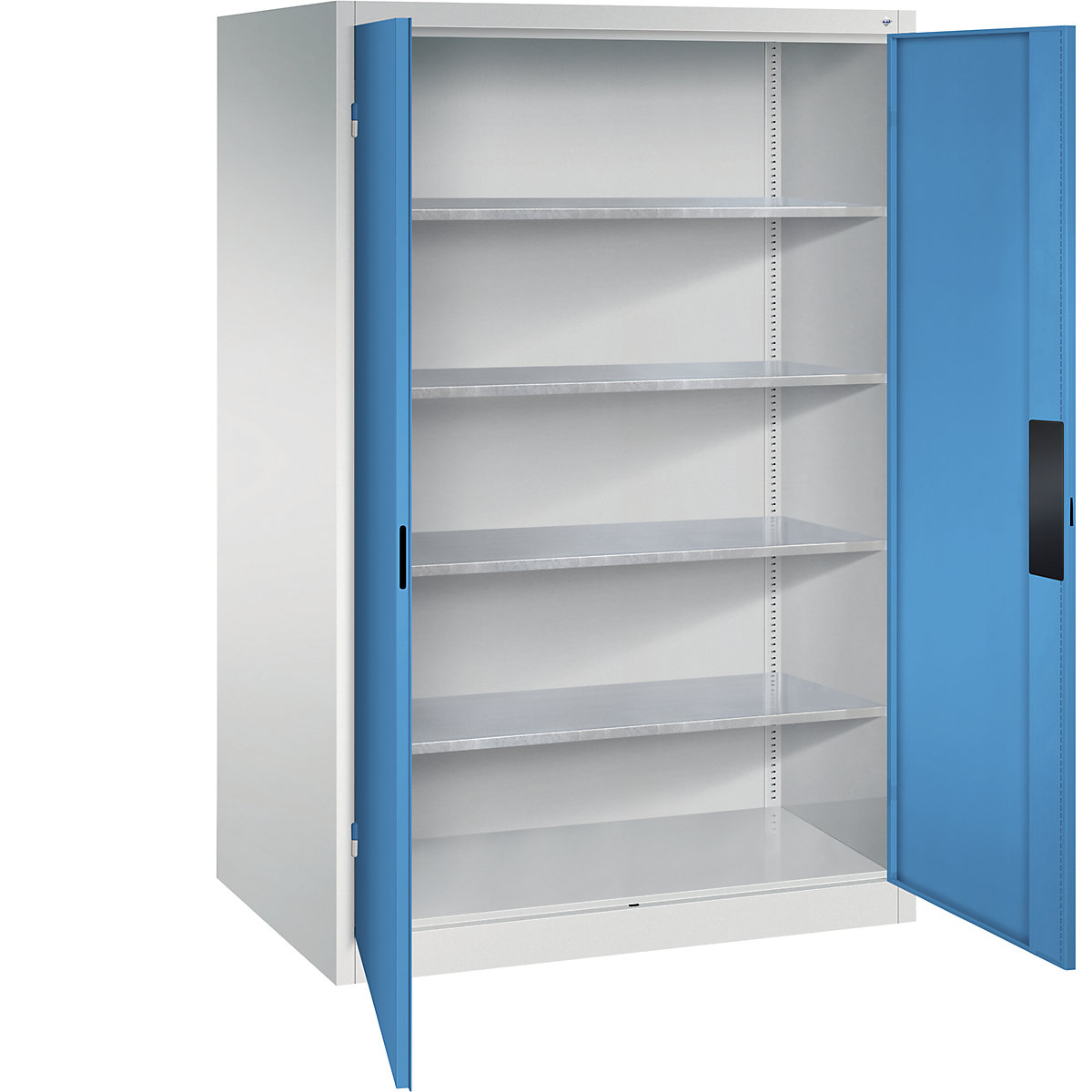 Armário de oficina para cargas pesadas – C+P, largura 1200 mm, profundidade 800 mm, porta em azul claro-0