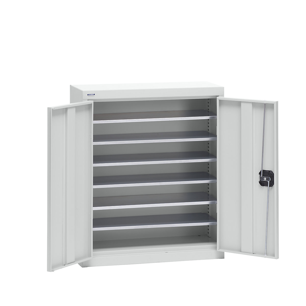Armário para materiais em chapa de aço – eurokraft pro, altura 780 mm, cinzento claro RAL 7035, 6 prateleiras-0