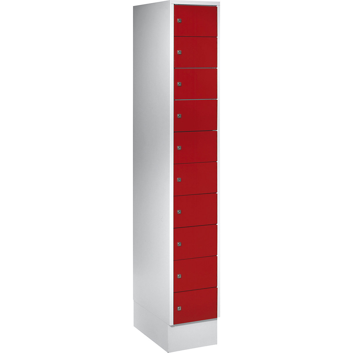 Armário para valores – Wolf, 1 compartimento, cinzento claro/vermelho fogo, 10 compartimentos-0
