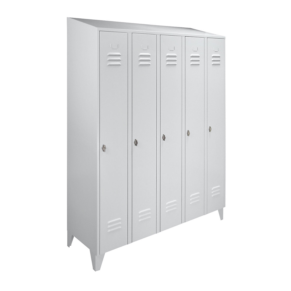 Cacifo Berlin 2 – Wolf, 5 compartimentos, cinzento claro, largura 1500 mm, forma de teto inclinado-0
