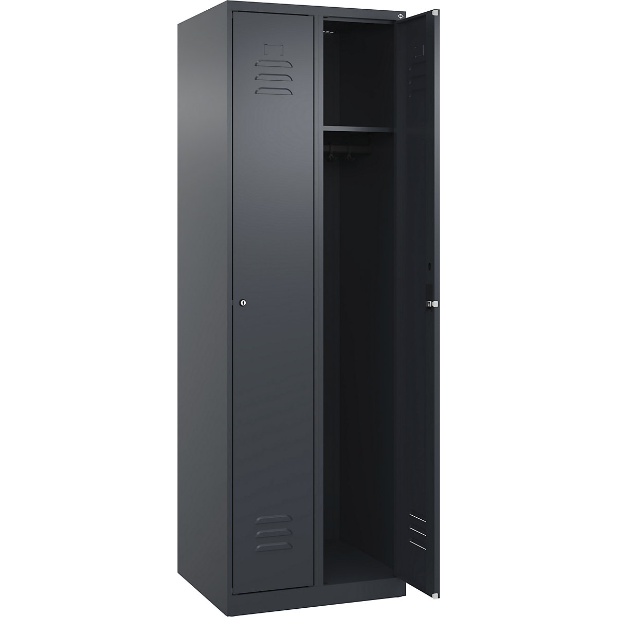 Cacifo Classic PLUS – C+P, 2 compartimentos, cinzento, L 600 mm, com sapatas, fechadura de cilindro-0