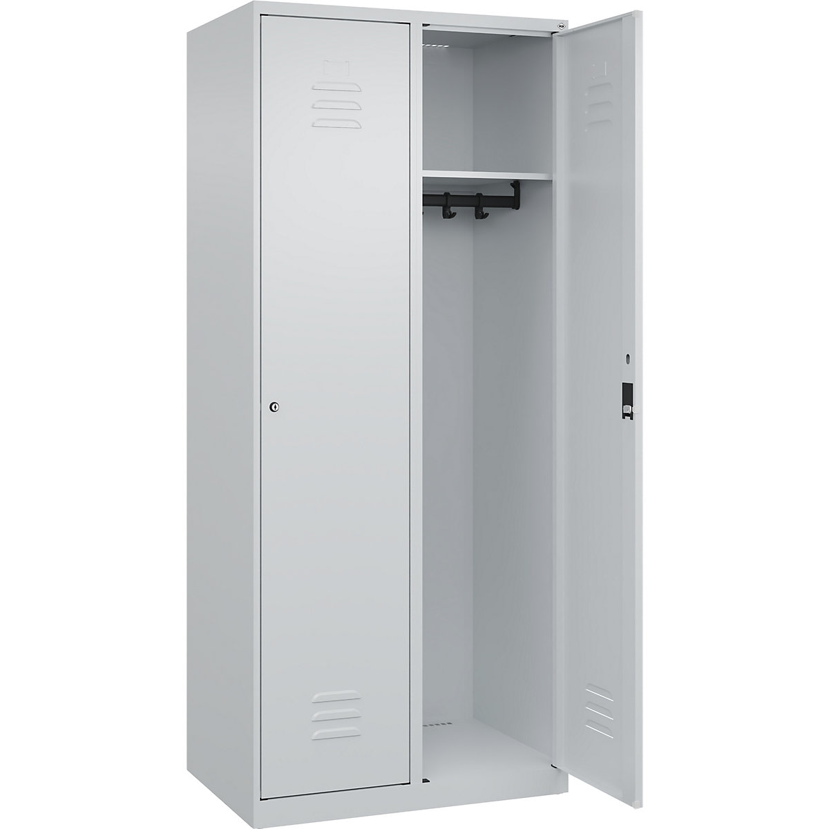 Cacifo Classic PLUS – C+P, 2 compartimentos, cinzento claro, L 800 mm, com sapatas, fechadura de cilindro-0