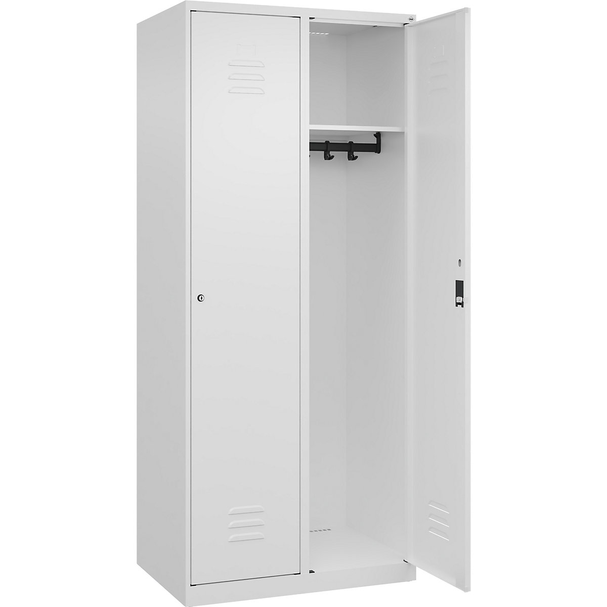 Cacifo Classic PLUS – C+P, 2 compartimentos, branco trânsito, L 800 mm, com sapatas, fechadura de cilindro-0