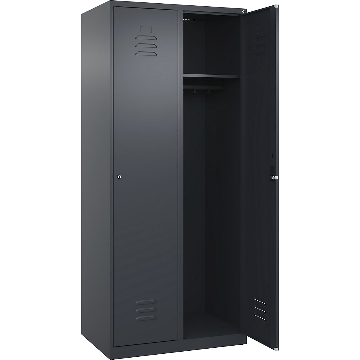 Cacifo Classic PLUS – C+P, 2 compartimentos, cinzento, L 800 mm, com sapatas, fechadura de cilindro-0