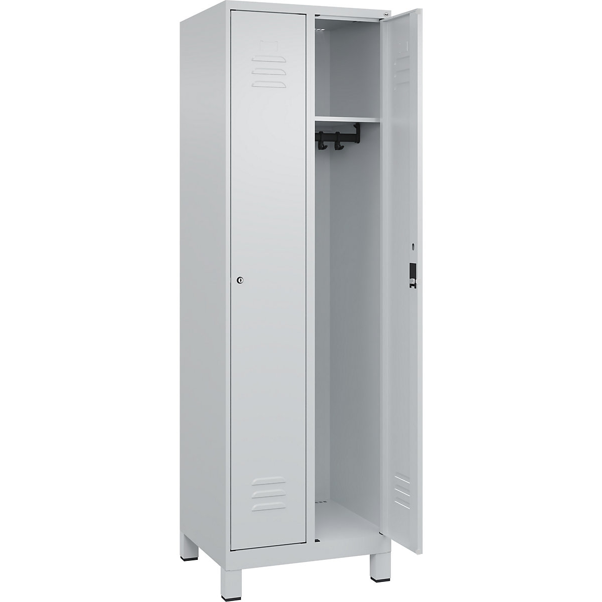 Cacifo Classic PLUS – C+P, 2 compartimentos, cinzento claro, L 600 mm, com pés, fechadura de cilindro-0