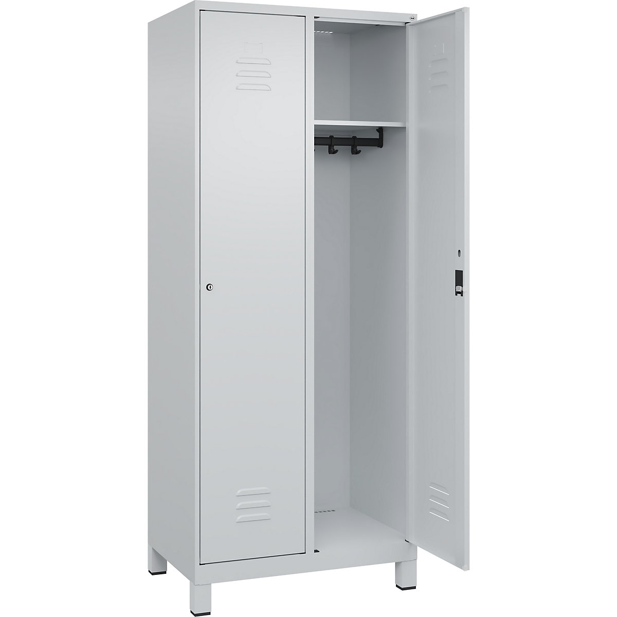Cacifo Classic PLUS – C+P, 2 compartimentos, cinzento claro, L 800 mm, com pés, fechadura de cilindro-0