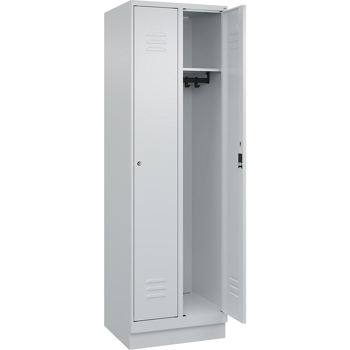 Cacifo Classic PLUS – C+P, 2 compartimentos, cinzento claro, L 600 mm, com rodapé, fechadura de cilindro-0