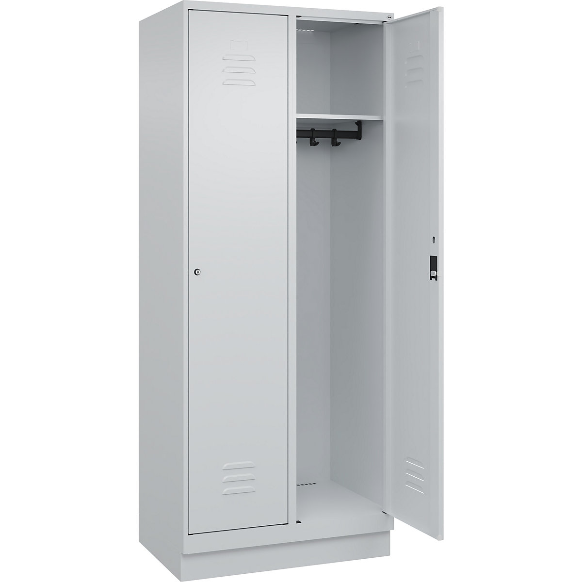 Cacifo Classic PLUS – C+P, 2 compartimentos, cinzento claro, L 800 mm, com rodapé, fechadura de cilindro-0