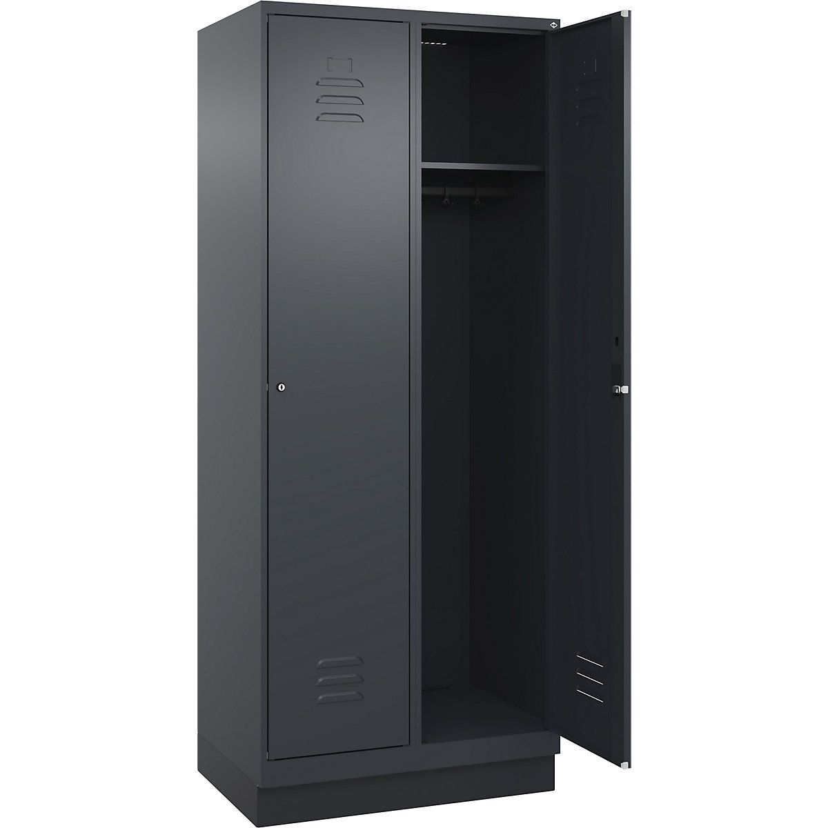 Cacifo Classic PLUS – C+P, 2 compartimentos, cinzento, L 800 mm, com rodapé, fechadura de cilindro-0