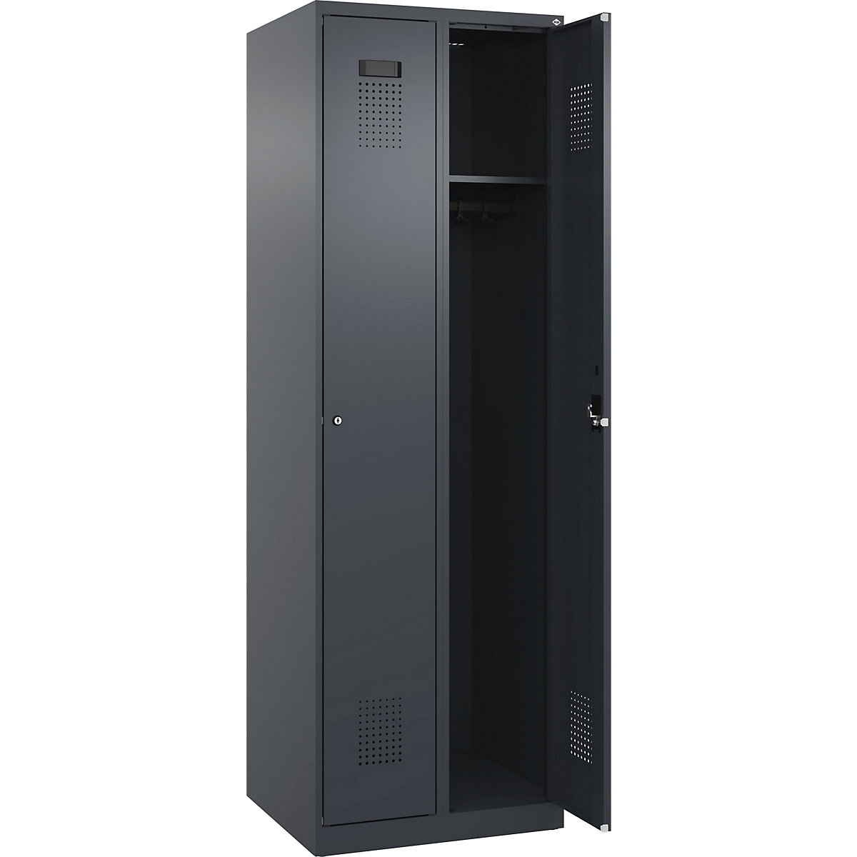Cacifo Evolo PLUS – C+P, 2 compartimentos, cinzento, L 600 mm, com sapatas, fechadura de cilindro-0