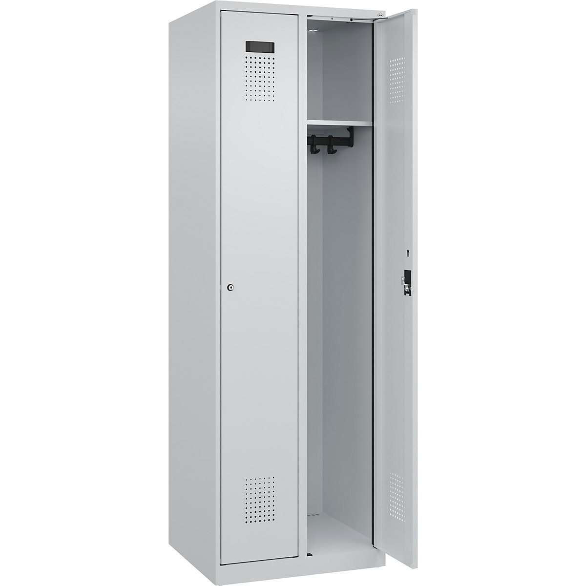 Cacifo Evolo PLUS – C+P, 2 compartimentos, cinzento claro, L 600 mm, com sapatas, fechadura de cilindro-0