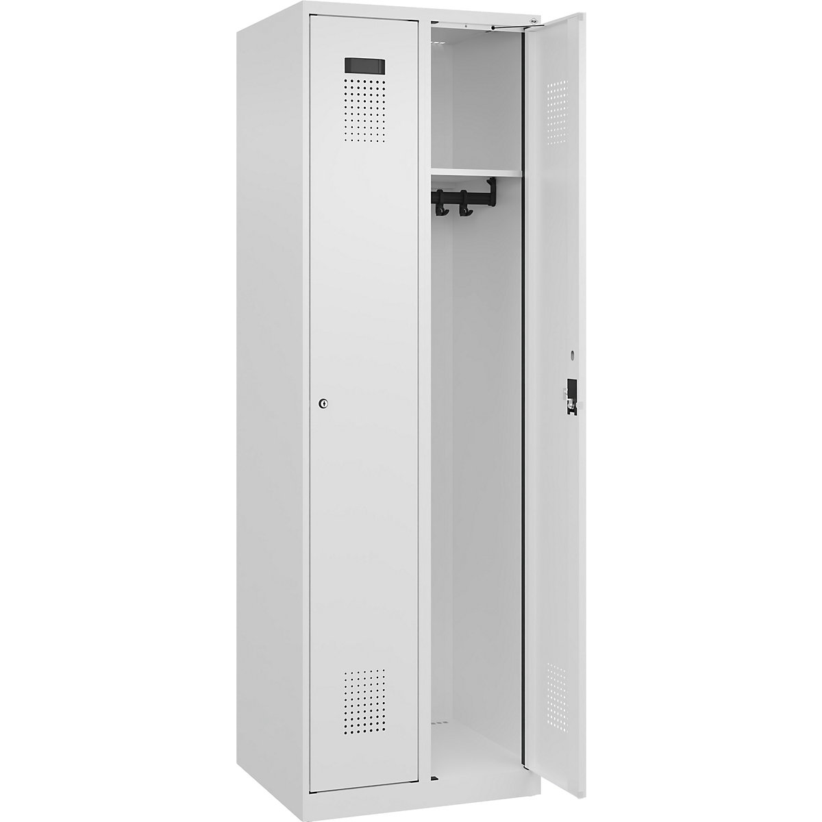 Cacifo Evolo PLUS – C+P, 2 compartimentos, branco trânsito, L 600 mm, com sapatas, fechadura de cilindro-0