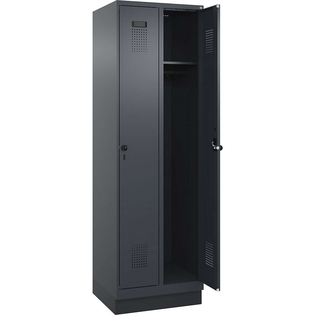 Cacifo Evolo PLUS – C+P, 2 compartimentos, cinzento, L 600 mm, com rodapé, trinco rotativo-0